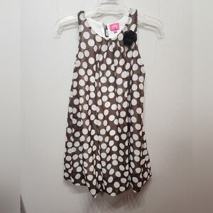 Pinky Dress Size 12 Polka Dot Brown White Girl's Sleeveless C148